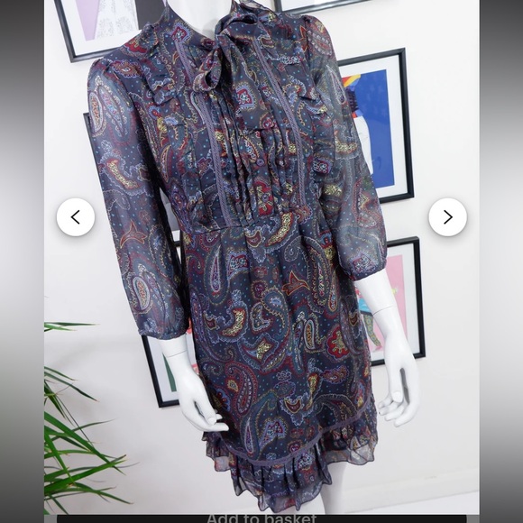 Rare vintage Dunnes Elegant Paisley neck bow dainty 70s style feminine dress 10 - Picture 11 of 11